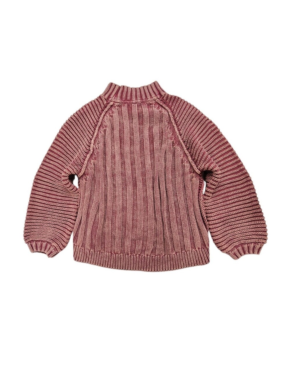 Free People Sweetheart Cable Knit Turtleneck Sweater In Rouge Combo Size Large - Picture 6 of 10